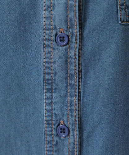 ★《Coming Soon》Band Collar Long Sleeve Wide Denim LS