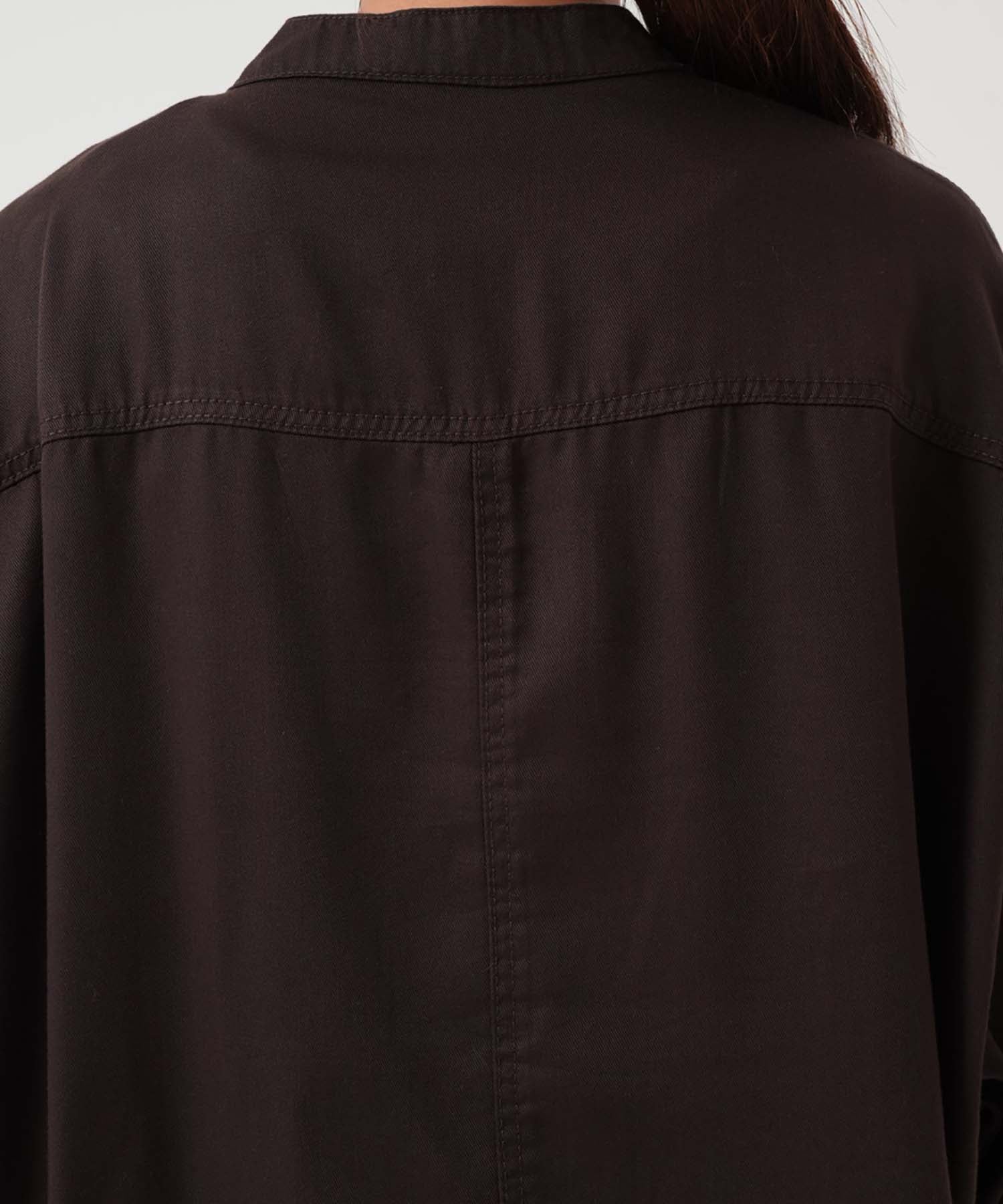《7月3日入荷予定》バンドカラー長袖ワイドシャツ