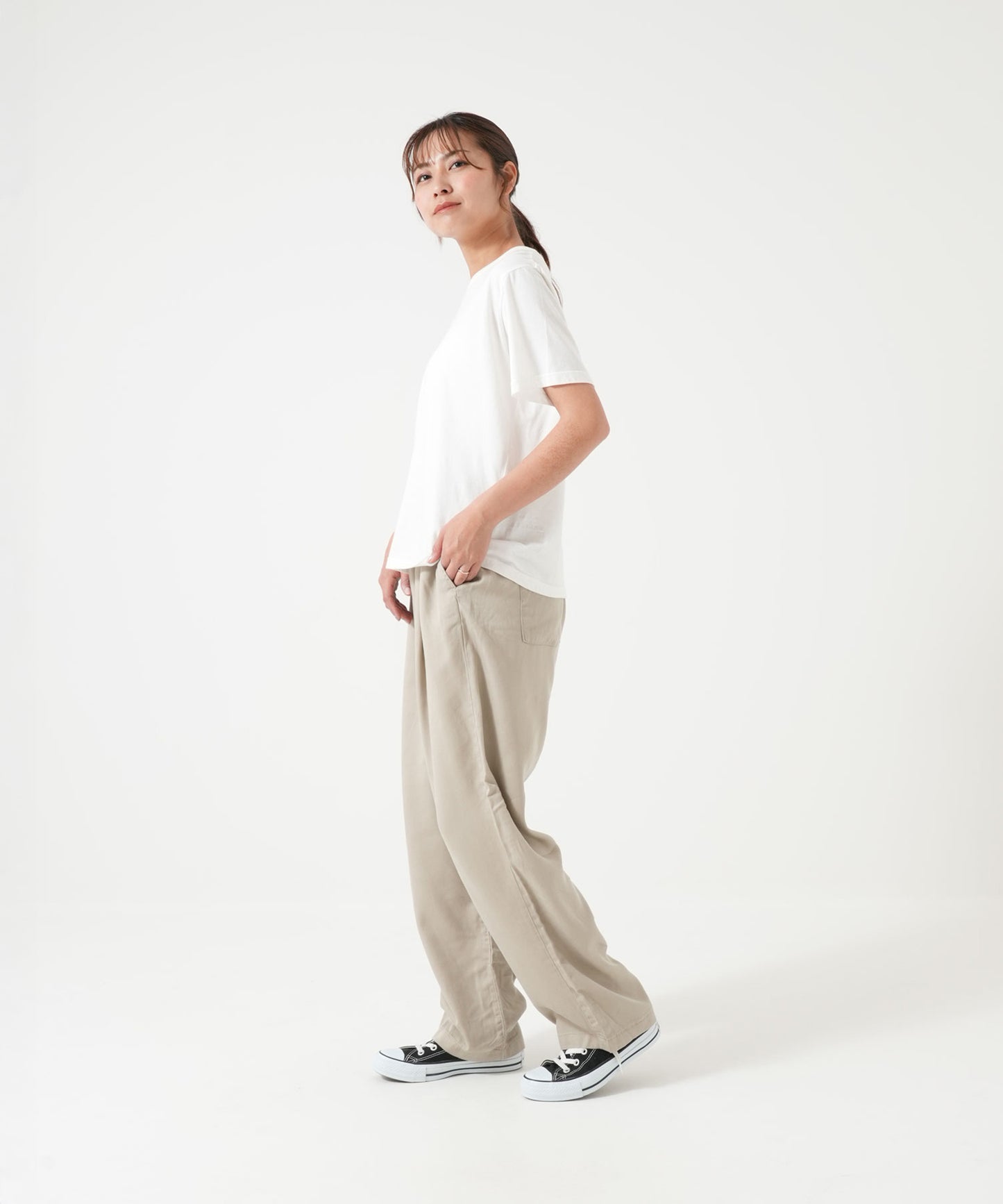 6ozカラーワイドテーパードパンツ