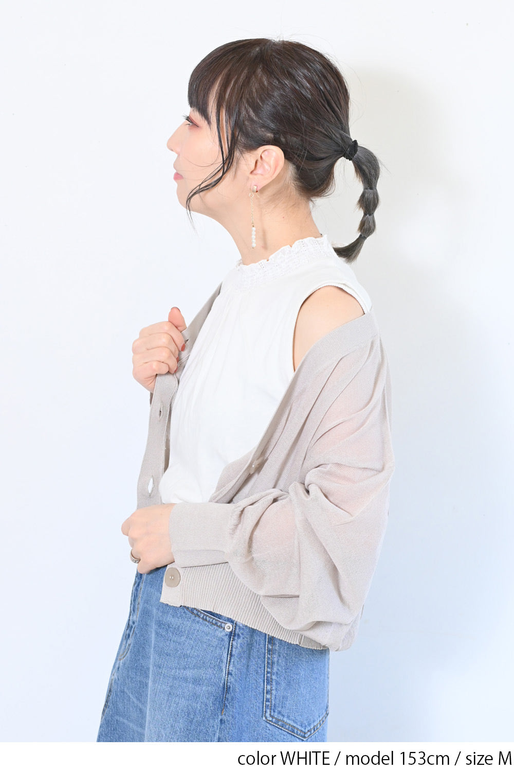 ≪OUTLET SALE≫ Embroidered Lace Collar Shirring Tank