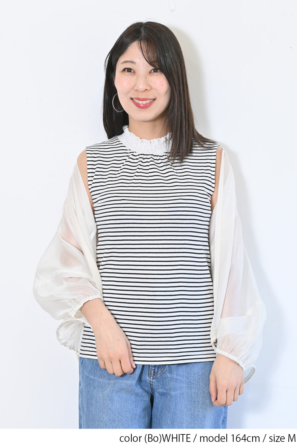 ≪OUTLET SALE≫ Embroidered Lace Collar Shirring Tank