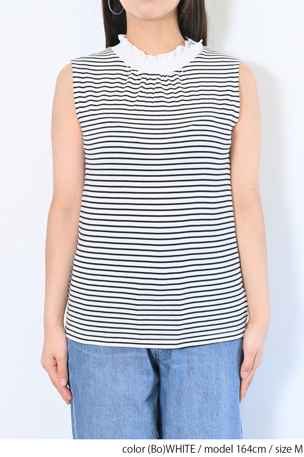 ≪OUTLET SALE≫ Embroidered Lace Collar Shirring Tank
