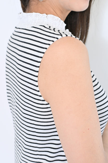 ≪OUTLET SALE≫ Embroidered Lace Collar Shirring Tank