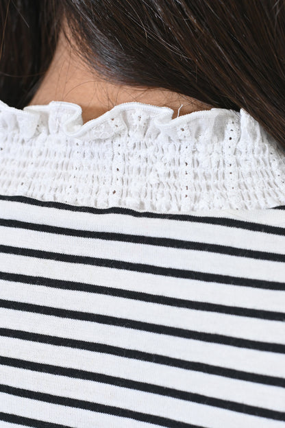 ≪OUTLET SALE≫ Embroidered Lace Collar Shirring Tank