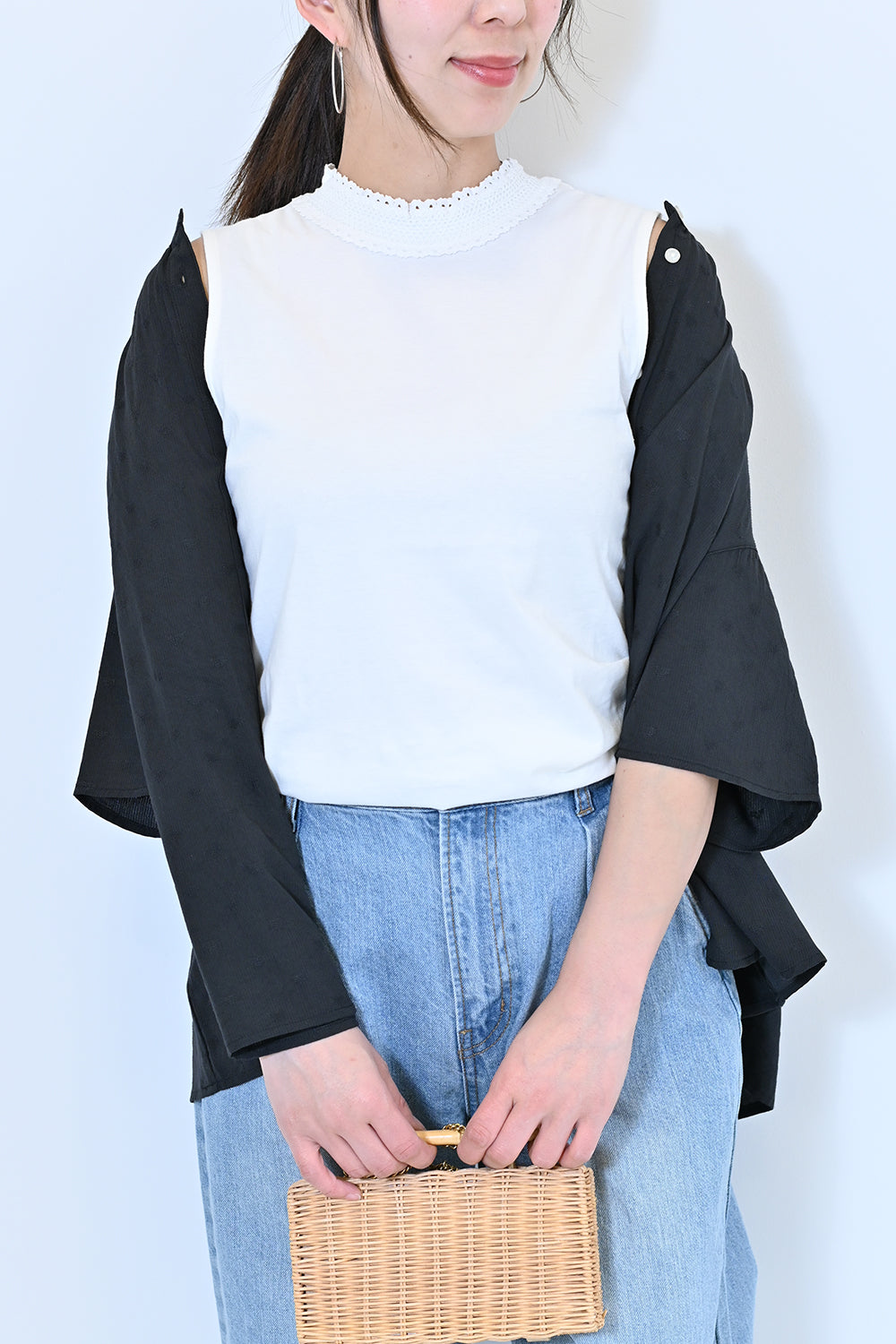 ≪SALE≫シャーリングレースタンク