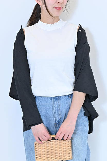 ≪SALE≫シャーリングレースタンク