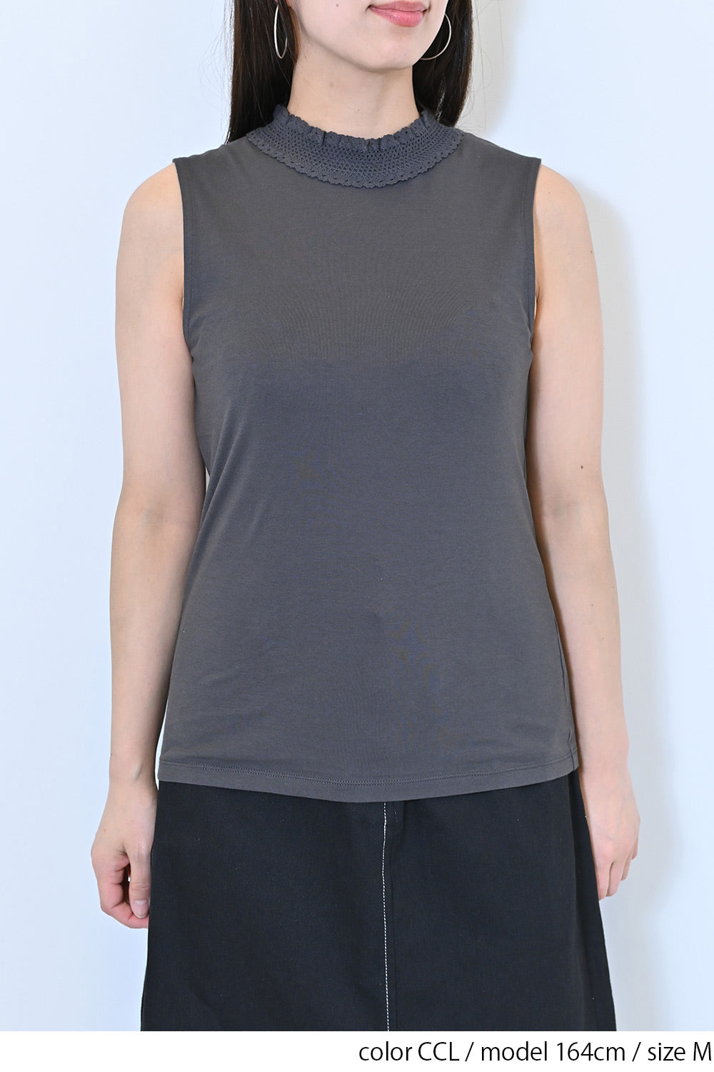 ≪SALE≫シャーリングレースタンク