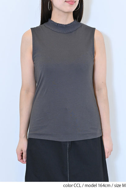 ≪SALE≫シャーリングレースタンク