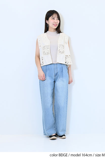 ≪SALE≫シャーリングレースタンク