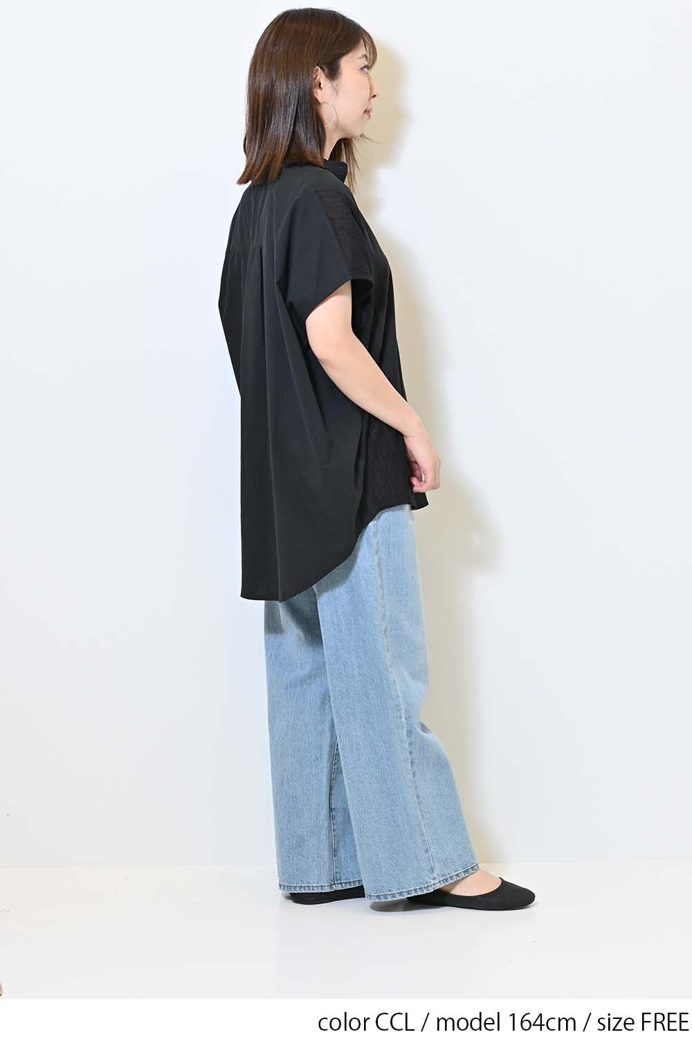 ≪SALE≫ Side Cotton Lace Panel Wide Shirt Tunic