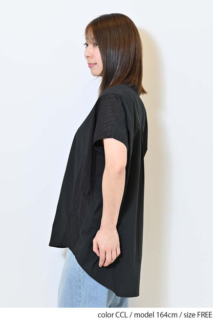 ≪SALE≫ Side Cotton Lace Panel Wide Shirt Tunic