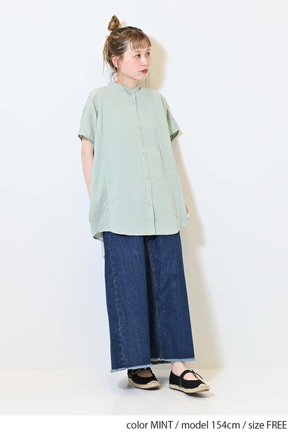 ≪SALE≫ Side Cotton Lace Panel Wide Shirt Tunic