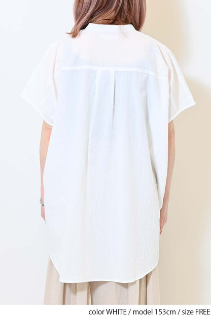 ≪SALE≫ Side Cotton Lace Panel Wide Shirt Tunic