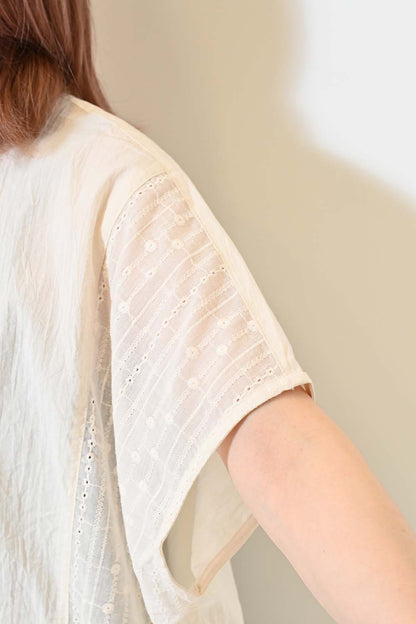 ≪SALE≫ Side Cotton Lace Panel Wide Shirt Tunic