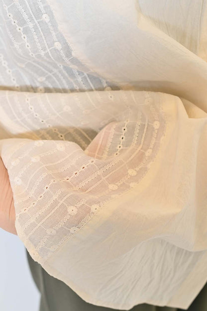 ≪SALE≫ Side Cotton Lace Panel Wide Shirt Tunic