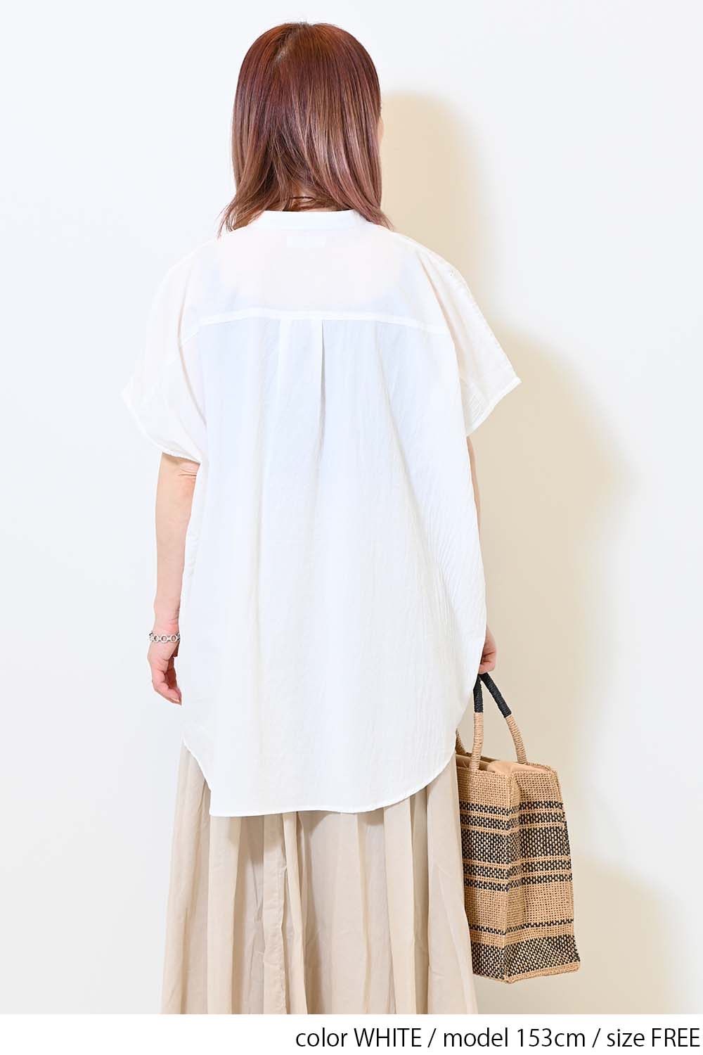 ≪SALE≫ Side Cotton Lace Panel Wide Shirt Tunic