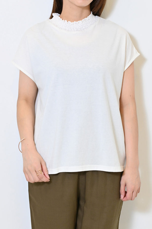 ≪SALE≫刺繍レース襟シャーリングフレンチ袖②