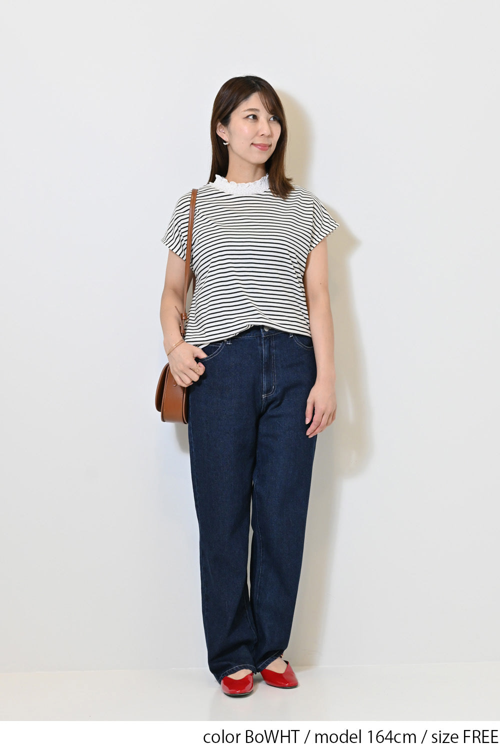 刺繍レース襟シャーリングフレンチ袖②