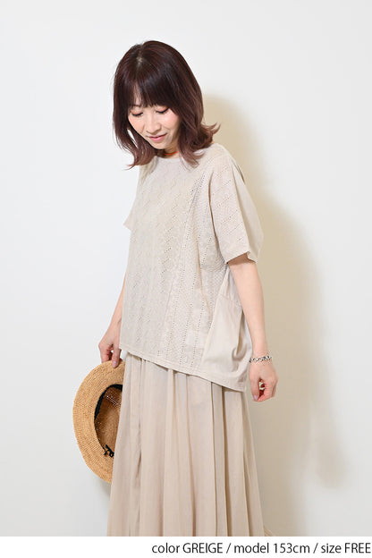 ≪OUTLET SALE≫ Lace Panel Loose Pullover