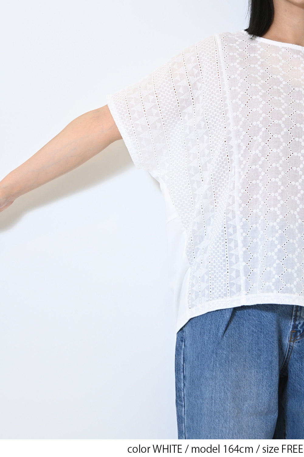 ≪OUTLET SALE≫ Lace Panel Loose Pullover