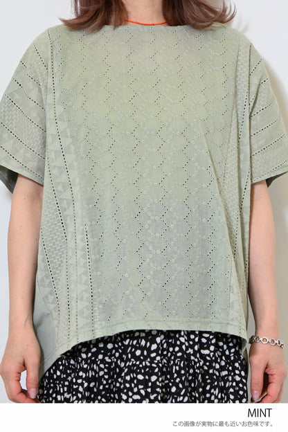 ≪OUTLET SALE≫ Lace Panel Loose Pullover