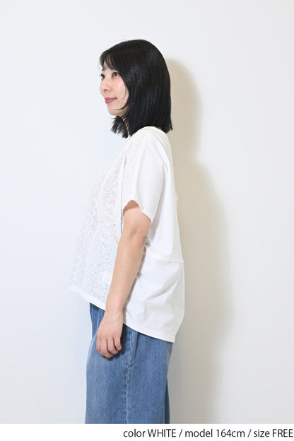 ≪OUTLET SALE≫ Lace Panel Loose Pullover