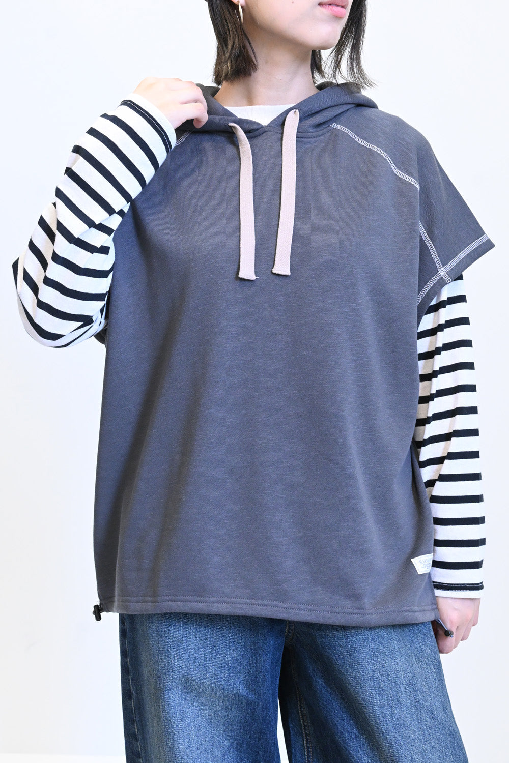 ≪SALE≫ Slub Fleece Hooded Vest