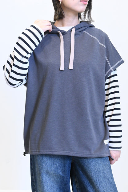 ≪SALE≫ Slub Fleece Hooded Vest