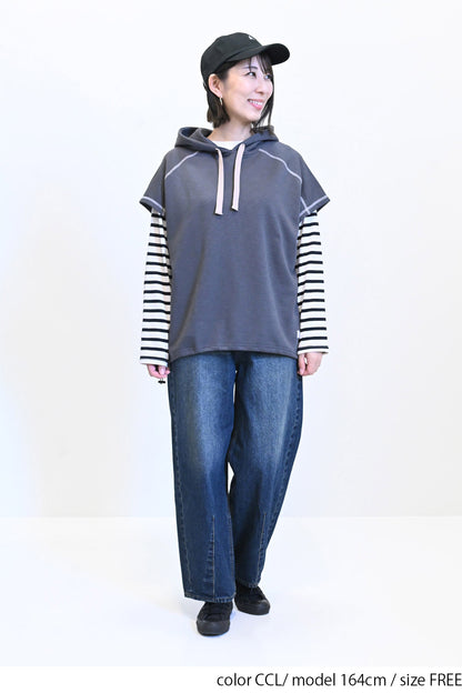 ≪SALE≫ Slub Fleece Hooded Vest