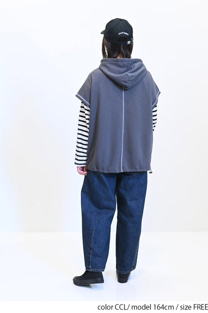 ≪SALE≫ Slub Fleece Hooded Vest