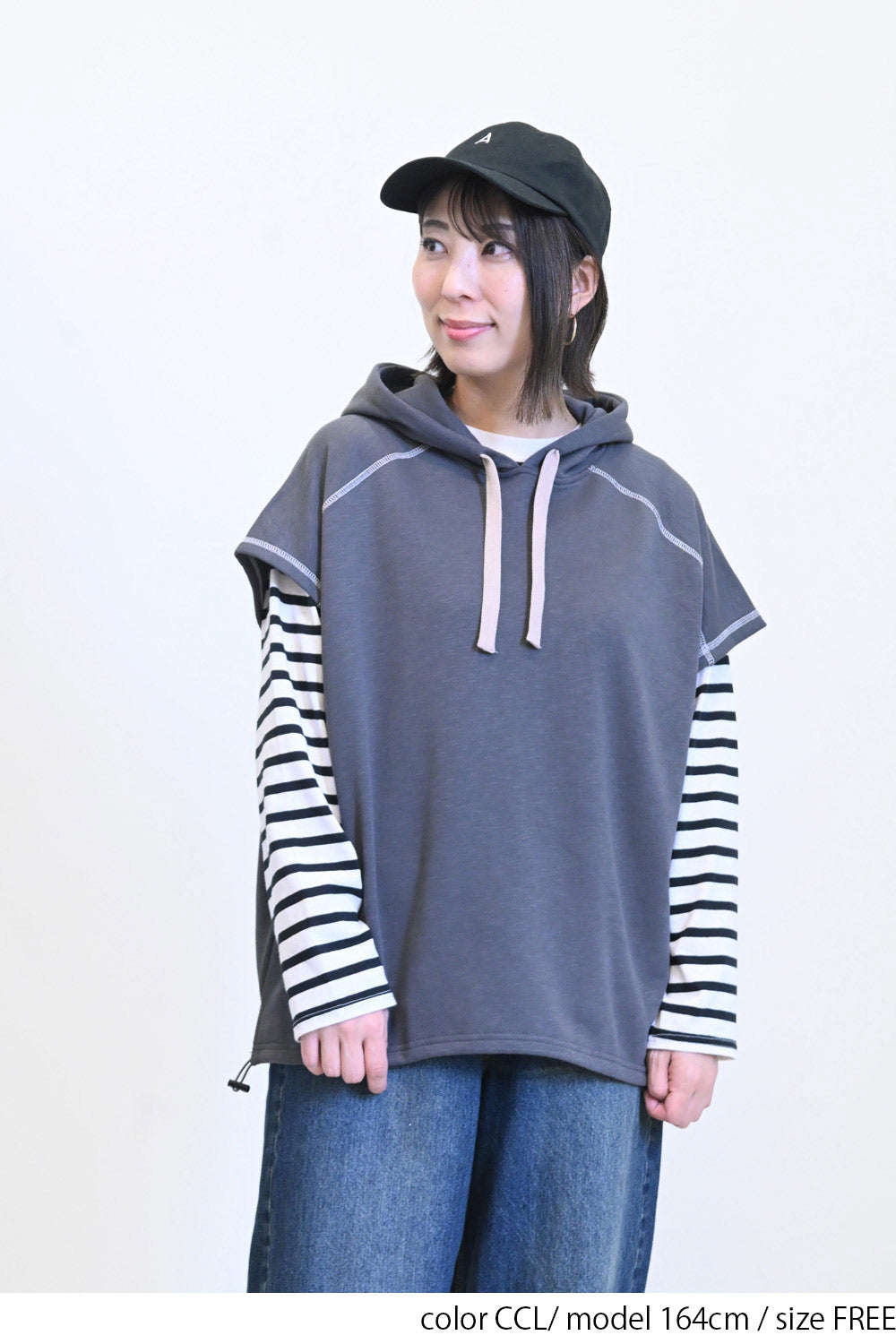 ≪SALE≫ Slub Fleece Hooded Vest