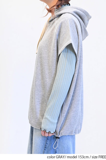 ≪SALE≫ Slub Fleece Hooded Vest