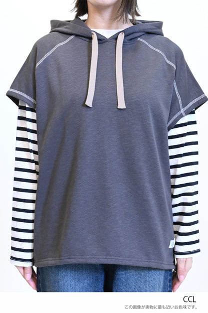 ≪SALE≫ Slub Fleece Hooded Vest