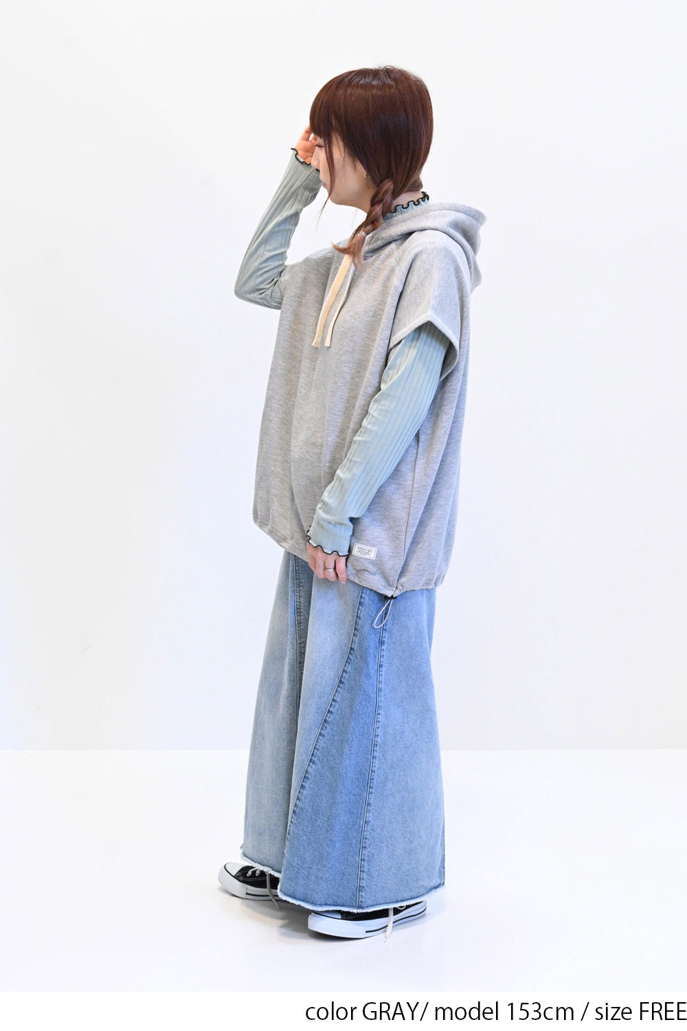≪SALE≫ Slub Fleece Hooded Vest