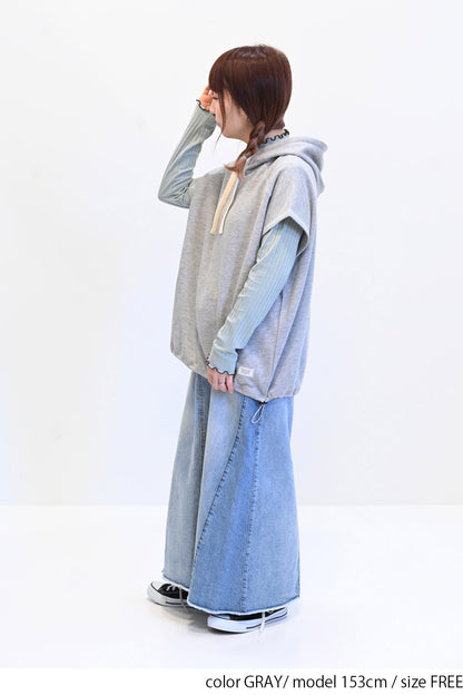 ≪SALE≫ Slub Fleece Hooded Vest