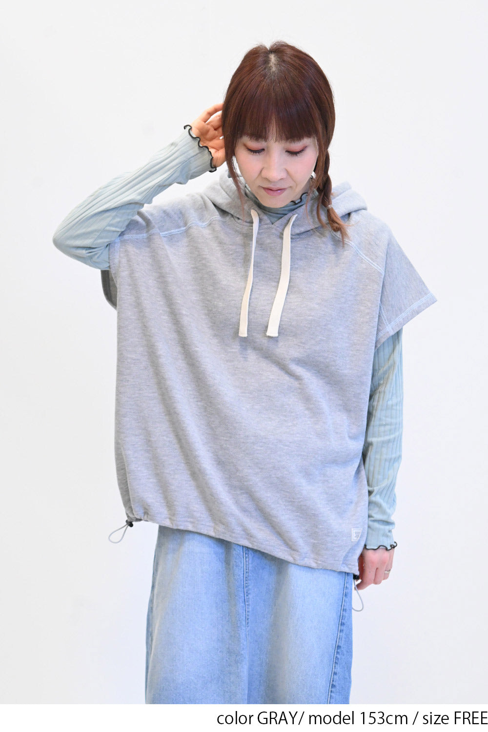 ≪SALE≫ Slub Fleece Hooded Vest