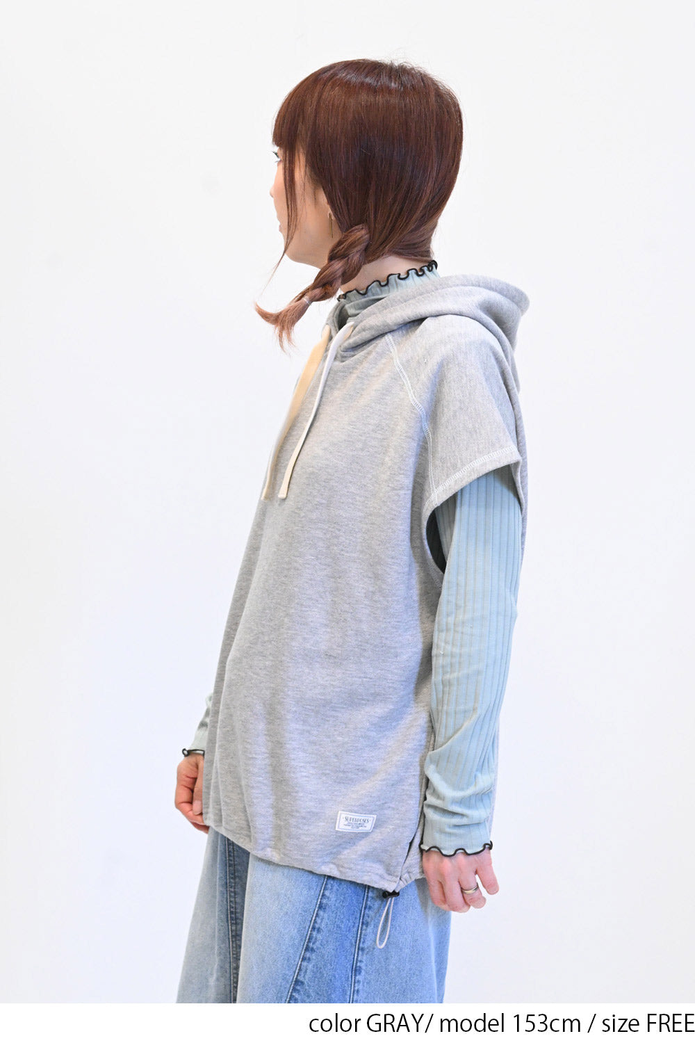 ≪SALE≫ Slub Fleece Hooded Vest