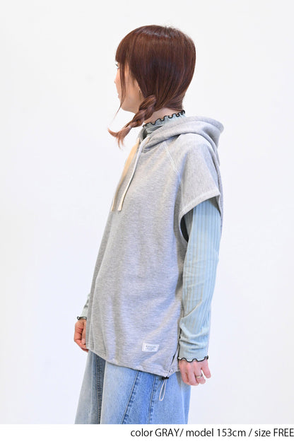 ≪SALE≫ Slub Fleece Hooded Vest