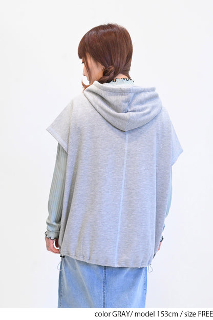 ≪SALE≫ Slub Fleece Hooded Vest