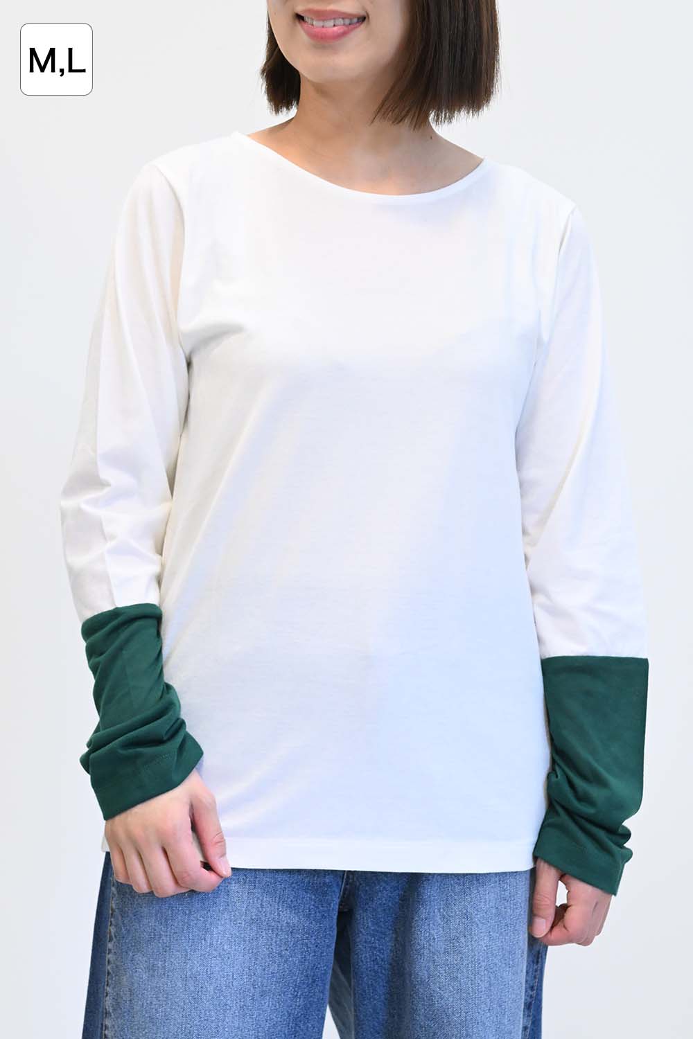 袖切り替えシアーロンTee