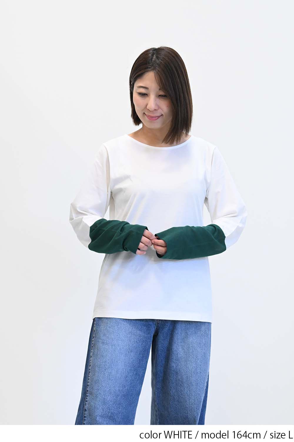 袖切り替えシアーロンTee