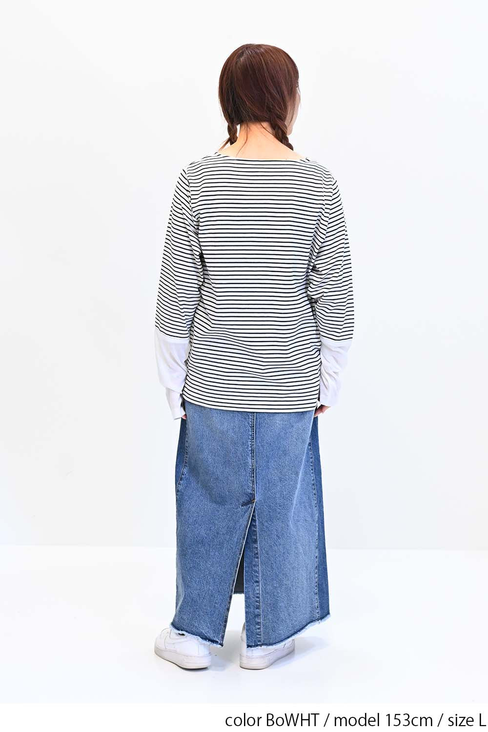 袖切り替えシアーロンTee