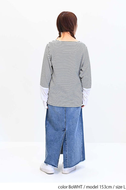 袖切り替えシアーロンTee