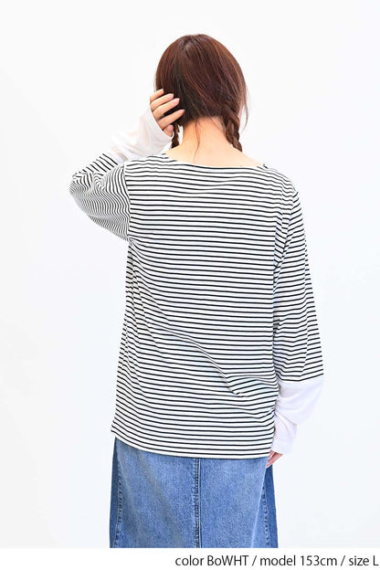 袖切り替えシアーロンTee