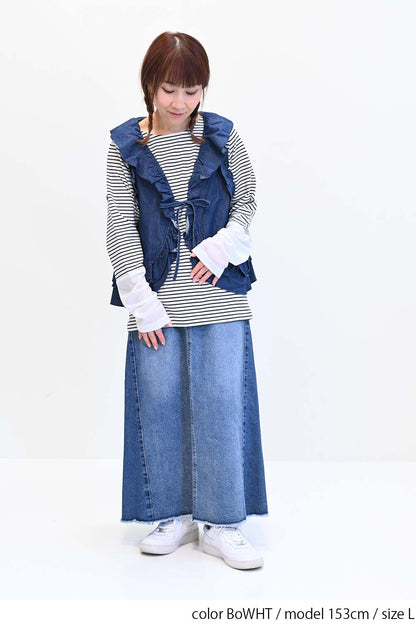 袖切り替えシアーロンTee