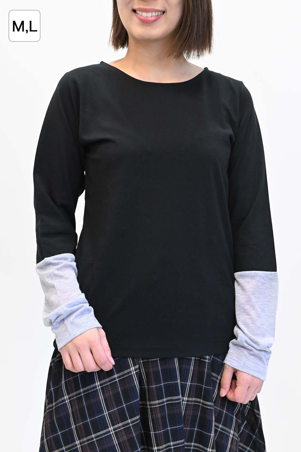 袖切り替えシアーロンTee
