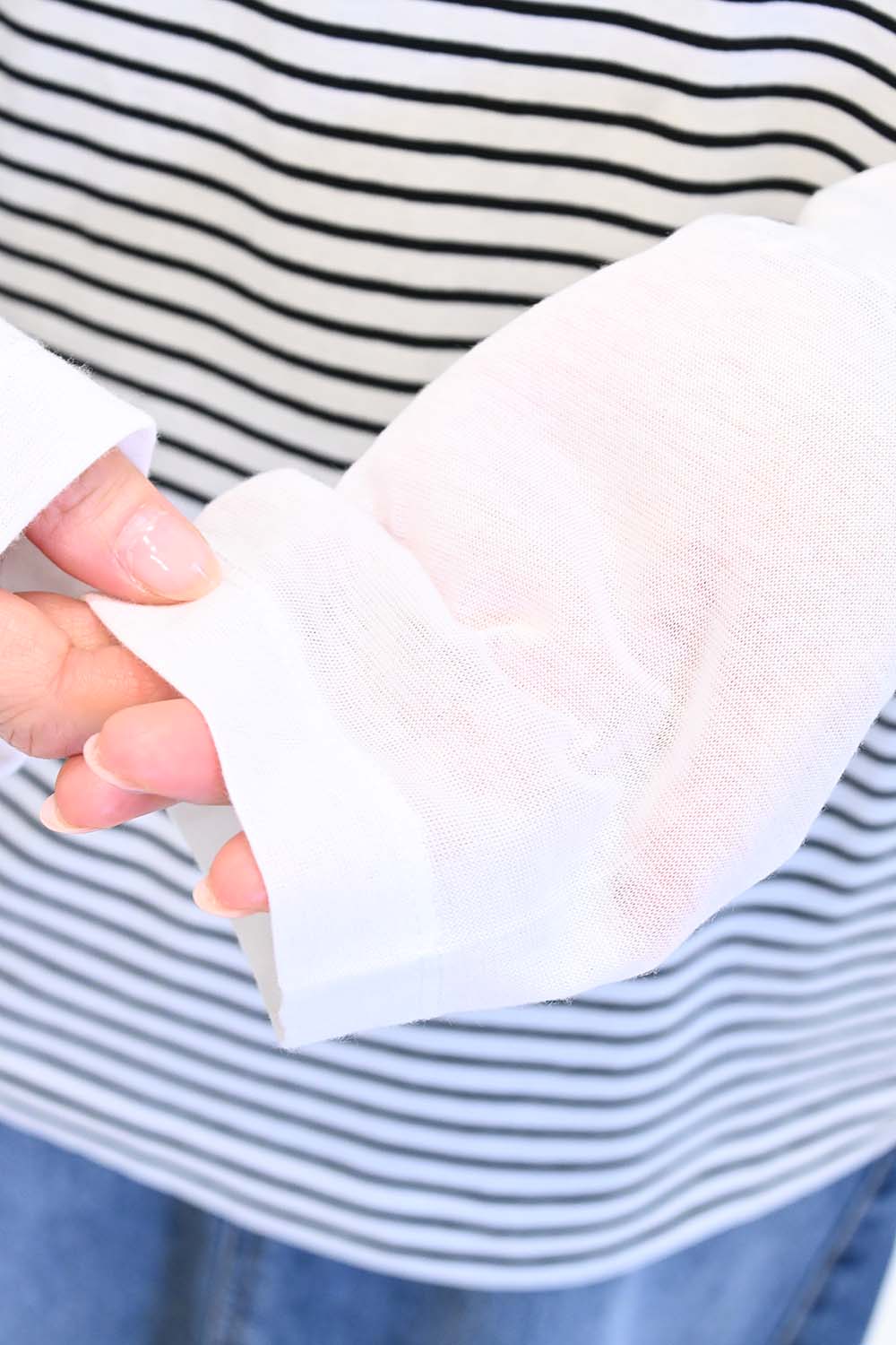 袖切り替えシアーロンTee