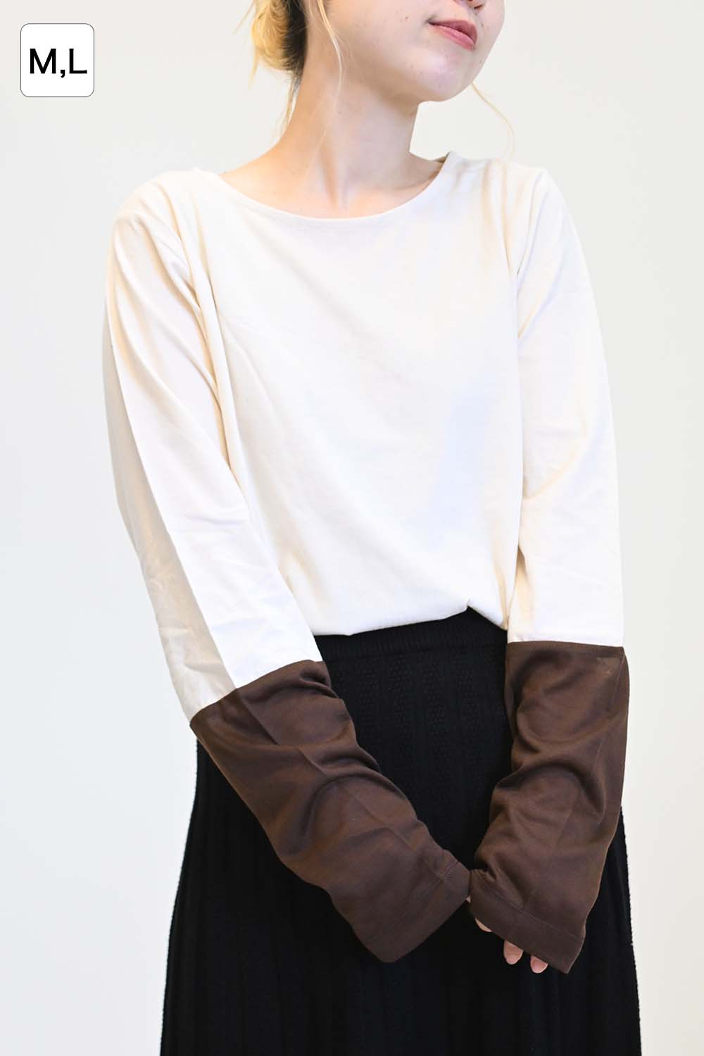 袖切り替えシアーロンTee