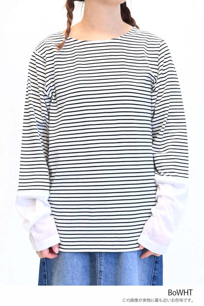 袖切り替えシアーロンTee