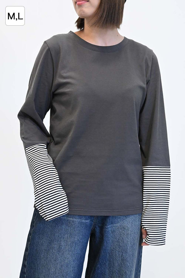 ≪SALE≫ Sleeve Border Switch Long Sleeve Tee